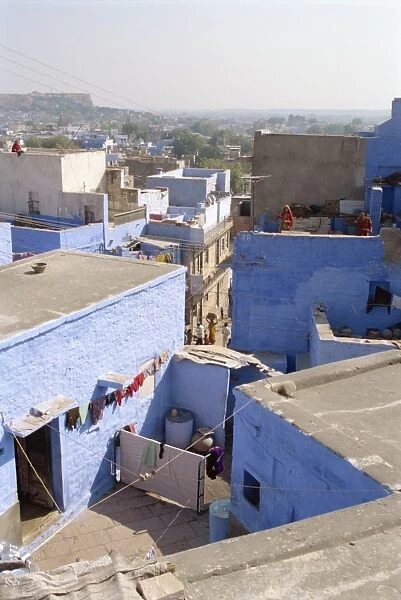 Typical blue houses of Brahmin caste residents of city