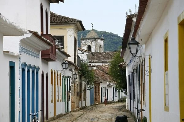 Typical colonial houses in the historic part of Parati, Rio de Janeiro State, Brazil, South America
