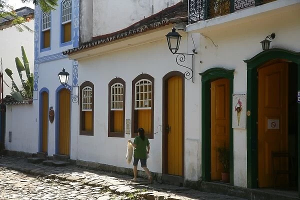 Typical colonial houses in the historic part of Parati, Rio de Janeiro State, Brazil, South America