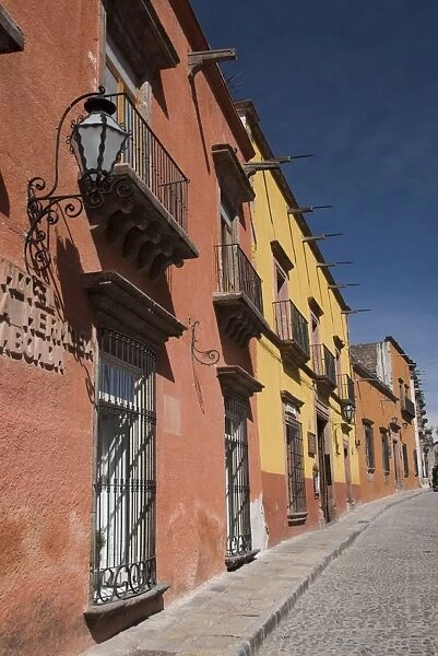 Typical colonial street, San Miguel de Allende, Guanajuato, Mexico, North America