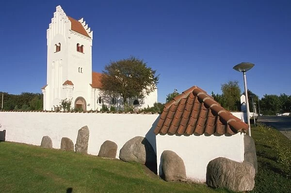 Typical country style church, Vodskov, near Alborg, Denmark, Scandinavia, Europe