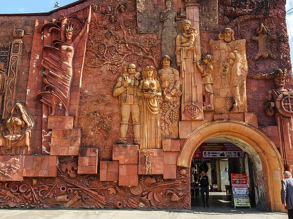 The typical entrance of the Green Bazaar in Kutaisi, Imereti, Georgia (Sakartvelo), Central Asia, Asia