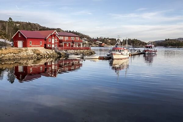 A typical fishing village Froya Island, Trondelag, Norway, Scandinavia, Europe