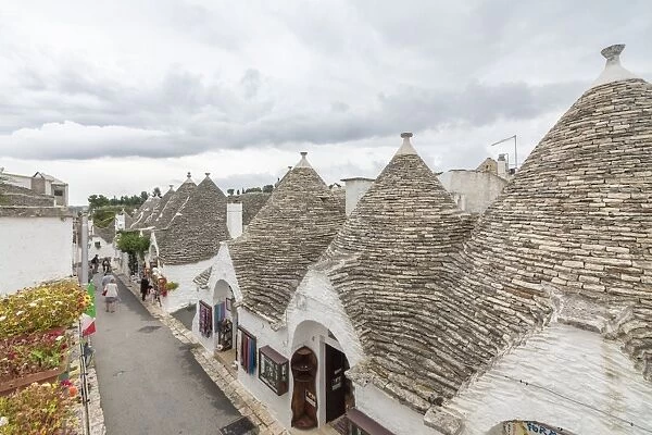 The typical huts called Trulli built with dry stone with a conical roof, Alberobello