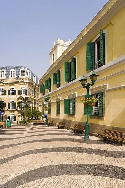 Typical Macau architecture near Largo do Senado Square, Macau, China, Asia