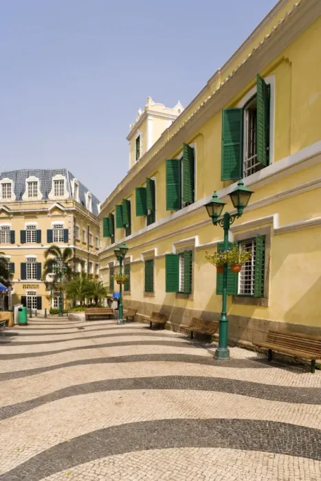 Framed Print : Typical Macau architecture near Largo do Senado Square, Macau, China, Asia Framed Print : Typical Macau architecture near Largo do Senado Square, Macau, China, Asia