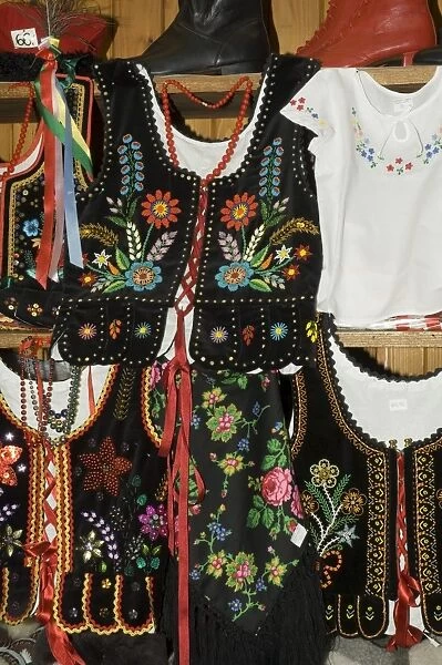 Typical Polish goods on market stalls in the Cloth