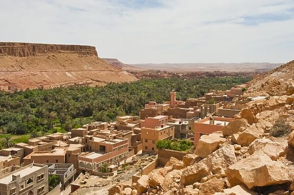Typical remote Moroccan desert town on the road to the Todra Gorge, Morocco, North Africa, Africa