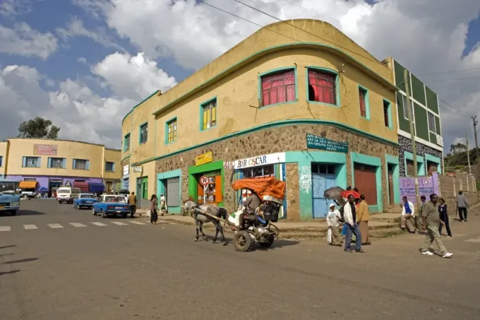 Framed Print : Typical street scene in Gonder, Gonder, Gonder region, Ethiopia, Africa Framed Print : Typical street scene in Gonder, Gonder, Gonder region, Ethiopia, Africa