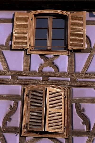 Typical windows, Colmar, Alsace, France, Europe