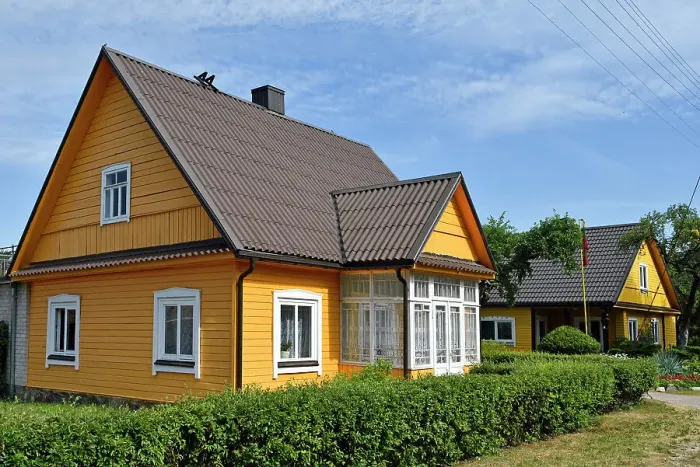Framed Print : Typical wooden house in Paluse, Aukstaitija National Park, Lithuania, Europe Framed Print : Typical wooden house in Paluse, Aukstaitija National Park, Lithuania, Europe