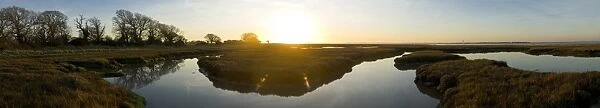 U-bend in the marshes of winter, Chichester Harbour, West Sussex, England, United Kingdom, Europe