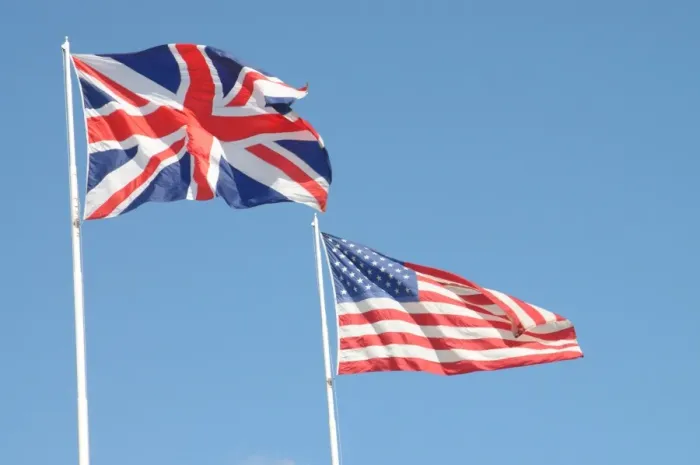 Framed Print : UK and USA Flags, United States of America, North America Framed Print : UK and USA Flags, United States of America, North America