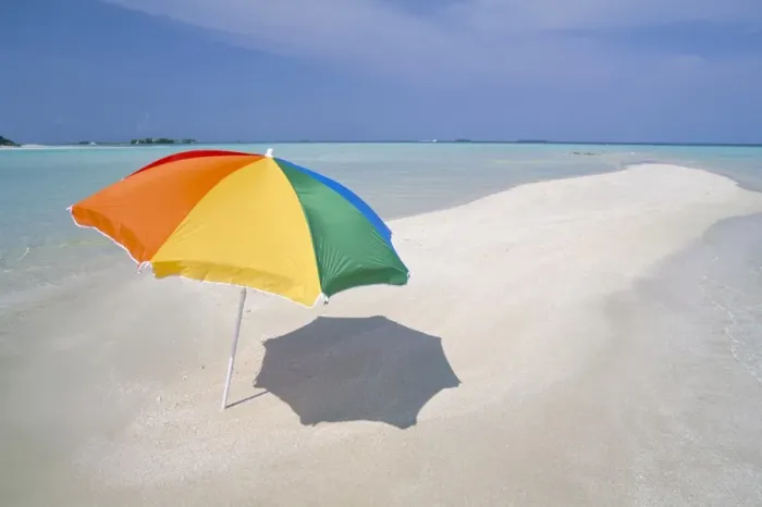 Framed Print : Umbrella and sandbar Framed Print : Umbrella and sandbar