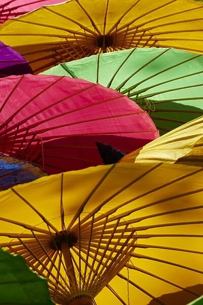 Umbrellas at Borsang Handicraft Village, Chiang Mai, Thailand, Southeast Asia, Asia