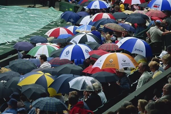 Umbrellas, Wimbledon tennis championships, London, England, United Kingdom, Europe