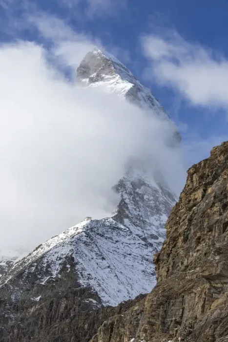 Framed Print : The unmistakable profile of the Matterhorn hidden by some fog, Swiss Canton of Valais, Swiss Alps, Switzerland, Europe Framed Print : The unmistakable profile of the Matterhorn hidden by some fog, Swiss Canton of Valais, Swiss Alps, Switzerland, Europe