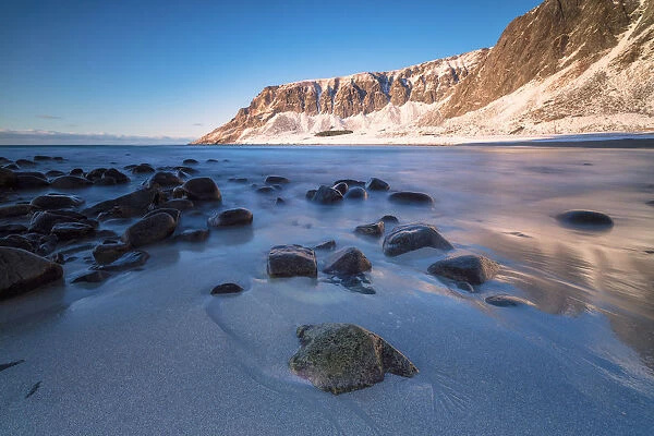 Unstad beach, Vestvagoy, Lofoten Islands, Nordland, Norway, Europe