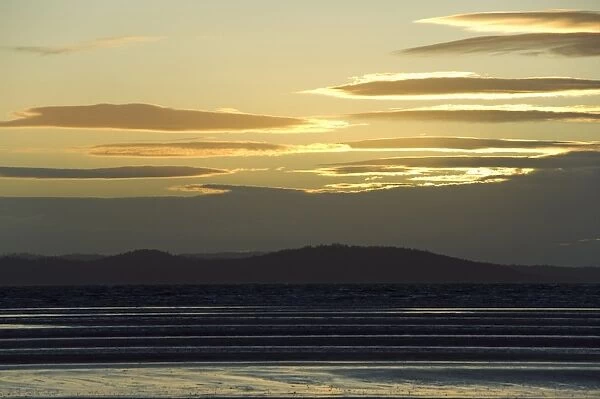 Unusual cloud formations on beach at sunset, Tasman National Park, Tasman Peninsula