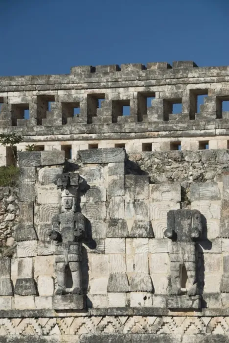 Framed Print : The unusual restored Atlantes stone carved male figures at rear of the Palace of Masks Framed Print : The unusual restored Atlantes stone carved male figures at rear of the Palace of Masks