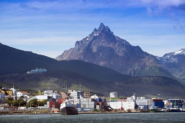 Ushuaia city and port on Tierra del Fuego island, Argentina, South America