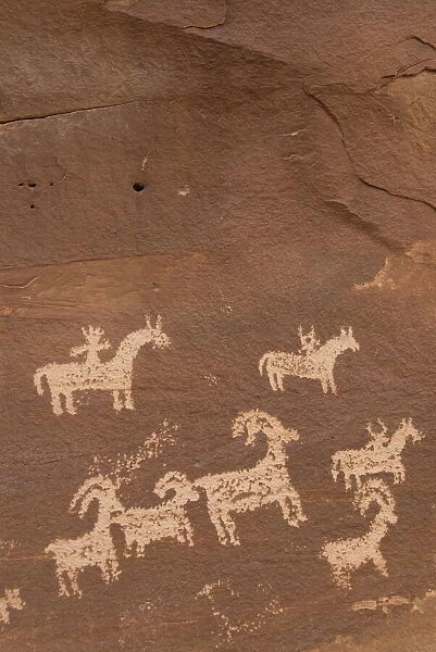 Ute Rock Art (petroglyphs), near Wolfe Ranch, Arches National Park, Utah