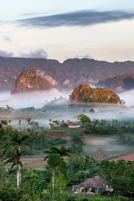 Framed Print : Val de Vinales, UNESCO World Heritage Site, early morning mist, Vinales, Cuba, West Indies, Caribbean, Central America Framed Print : Val de Vinales, UNESCO World Heritage Site, early morning mist, Vinales, Cuba, West Indies, Caribbean, Central America