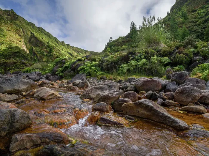 Framed Print : Vale das Lambadas, a remote valley with a river full of minerals and iron (rusty color), Sao Miguel island, The Azores, Portugal, Atlantic Framed Print : Vale das Lambadas, a remote valley with a river full of minerals and iron (rusty color), Sao Miguel island, The Azores, Portugal, Atlantic