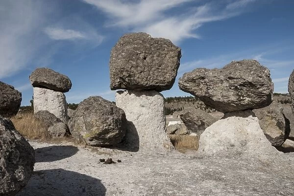 Valle de los Hongos (Mushroom Rocks) formed of volcanic ash, Creel, Chihuahua, Mexico