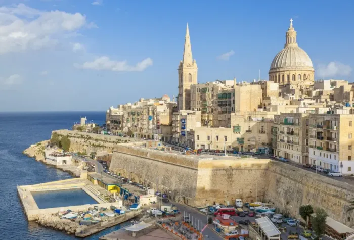 Framed Print : Valletta skyline with the dome of the Carmelite Church and St. Pauls Anglican Cathedral, Valletta, Malta, Mediterranean, Europe