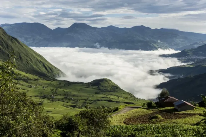 Framed Print : Valley filled with cloud in Andes central highlands, hiding the Nariz del Diablo Framed Print : Valley filled with cloud in Andes central highlands, hiding the Nariz del Diablo