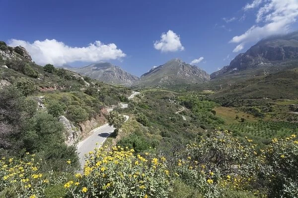 Valley of Megalopotamos River, Kouroupa and Xiro Mountains, Rethymno District, Crete, Greek Islands, Greece, Europe