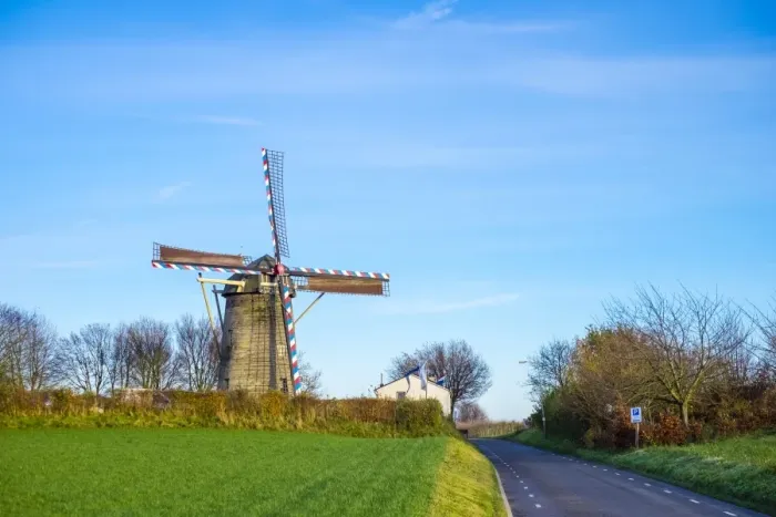 Framed Print : Van Tienhovenmolen windmill, Bemelen, Limburg, Netherlands, Europe