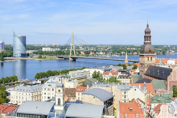 Vansu Bridge, Riga Cathedral, View from St. Peters Church, Riga, Latvia