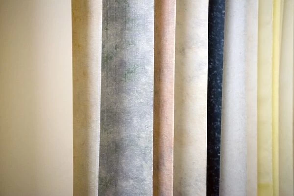 Variety of tones and textures of traditional Japanese hand-made washi paper, Japan, Asia