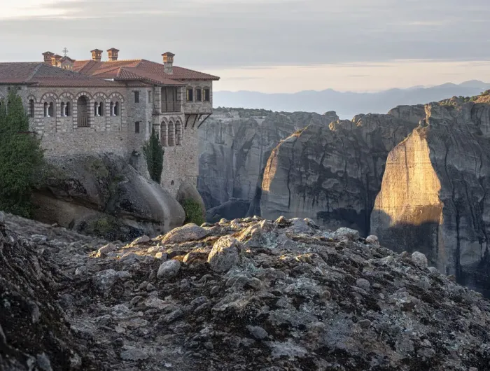 Framed Print : Varlaam Monastery and sunrise light on Meteoras rocks, Meteora Framed Print : Varlaam Monastery and sunrise light on Meteoras rocks, Meteora