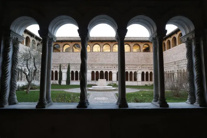 Framed Print : The Vassaletto cloisters in the Papal Arch basilica of St Framed Print : The Vassaletto cloisters in the Papal Arch basilica of St
