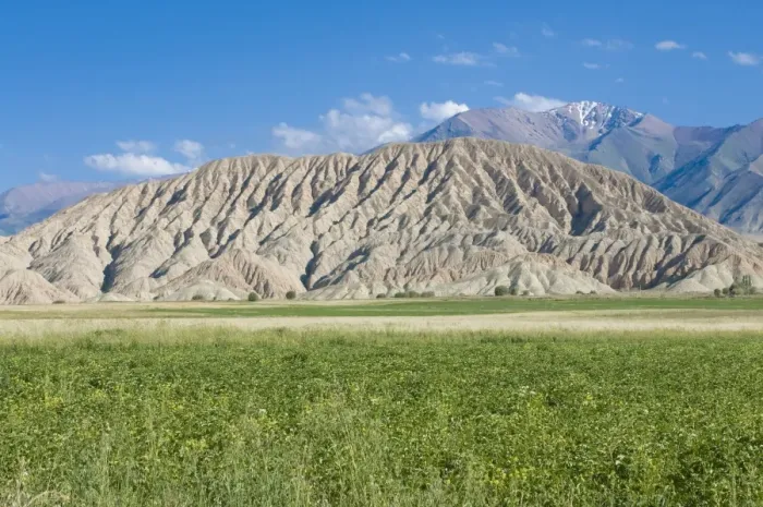 Framed Print : Vast mountain landscape between Bishkek and Song Kol, Kyrgyzstan, Central Asia