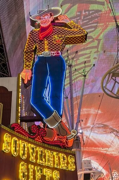 Vegas Vic Cowboy neon sign, Fremont Experience, Las Vegas, Nevada, United States of America