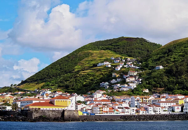 Velas seen from the ocean, Sao Jorge Island, Azores, Portugal, Atlantic, Europe