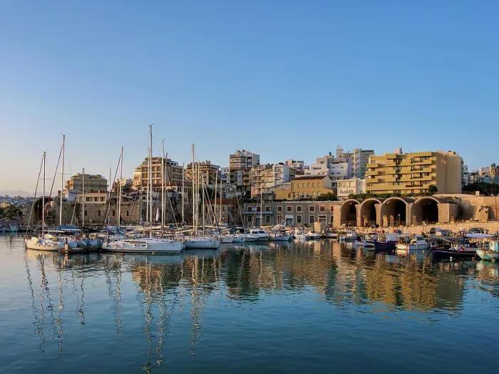 Framed Print : Venetian Dockyards at the Old Port, sunrise, City of Heraklion, Crete, Greek Islands, Greece, Europe Framed Print : Venetian Dockyards at the Old Port, sunrise, City of Heraklion, Crete, Greek Islands, Greece, Europe
