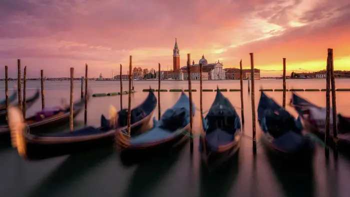 Framed Print : Venetian gondolas at sunset with the church of San Giorgio Maggiore in the background, Venice, UNESCO World Heritage Site, Veneto, Italy, Europe Framed Print : Venetian gondolas at sunset with the church of San Giorgio Maggiore in the background, Venice, UNESCO World Heritage Site, Veneto, Italy, Europe