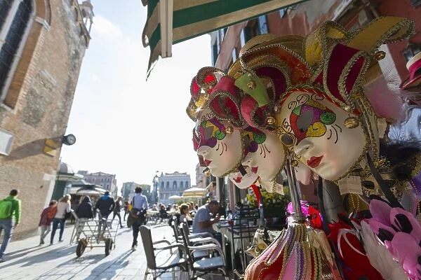 Venetian masks at Campo Santo Stefano, Venice, UNESCO World Heritage Site, Veneto