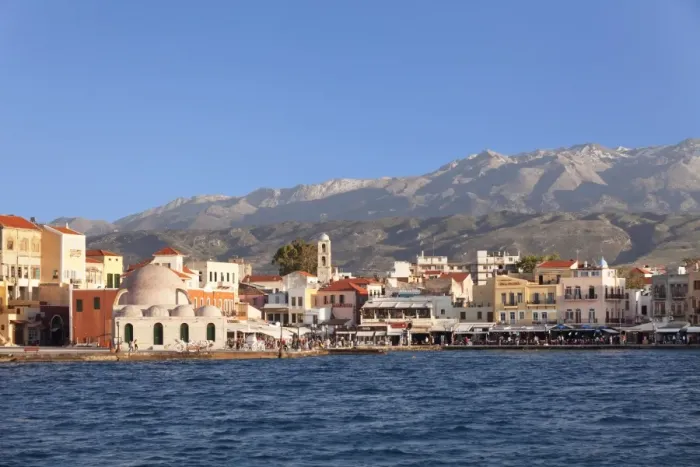 Framed Print : Venetian port and Turkish Mosque Hassan Pascha in front of Lefka Ori Mountains (White Mountains), Chania, Crete, Greek Islands, Greece, Europe Framed Print : Venetian port and Turkish Mosque Hassan Pascha in front of Lefka Ori Mountains (White Mountains), Chania, Crete, Greek Islands, Greece, Europe