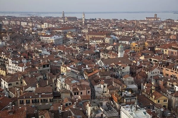 Venice rooftops seen from St. Marks bell tower, Venice, UNESCO World Heritage Site