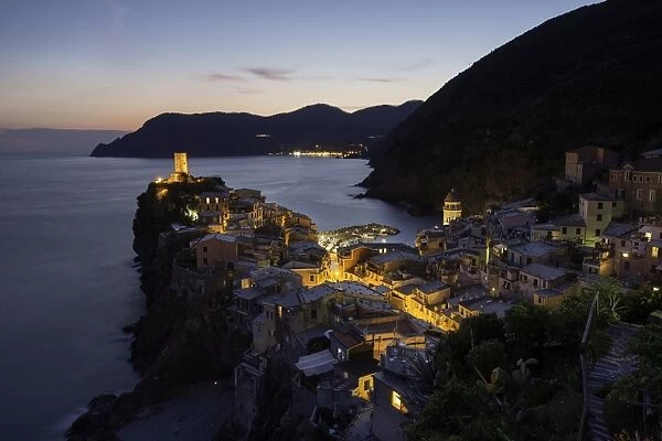 Vernazza in the evening, Cinque Terre, UNESCO World Heritage Site, Liguria, Italy, Europe