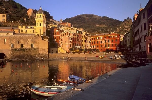 Vernazza harbour at sunset