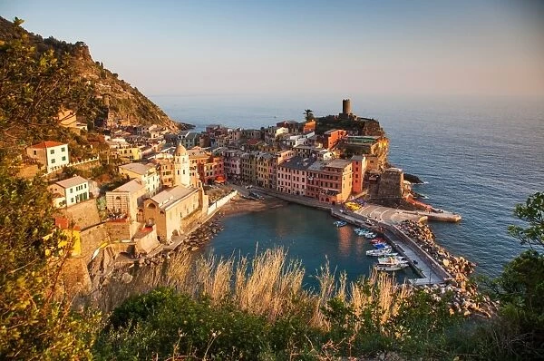 Vernazza in sunset lights, Cinque Terre National Park, UNESCO World Heritage Site