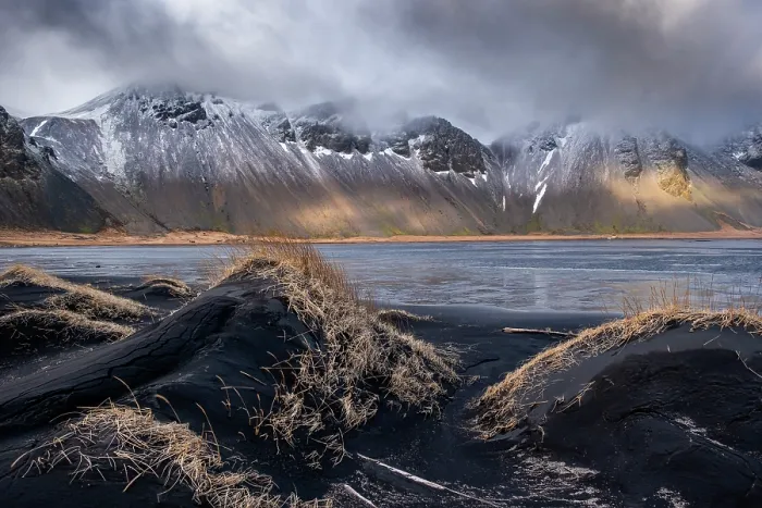 Framed Print : Vestrahorn Mountain and Volcanic Black Sand Dunes, Stokksnes Peninsula, Iceland Framed Print : Vestrahorn Mountain and Volcanic Black Sand Dunes, Stokksnes Peninsula, Iceland