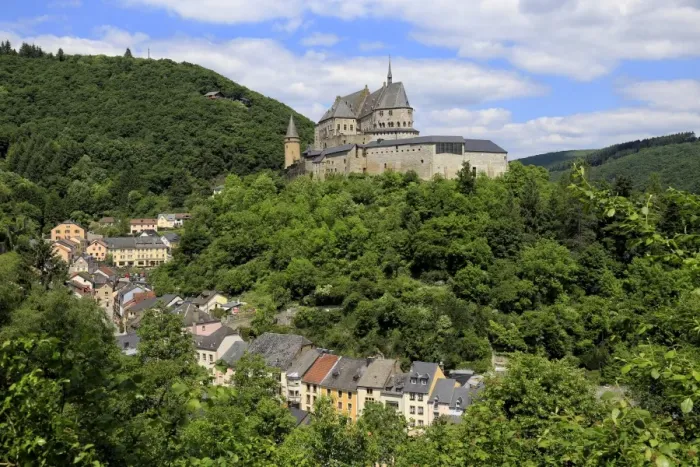 Framed Print : Vianden Castle above the Town of Vianden on Our River, Canton of Vianden, Grand Duchy of Luxembourg Framed Print : Vianden Castle above the Town of Vianden on Our River, Canton of Vianden, Grand Duchy of Luxembourg